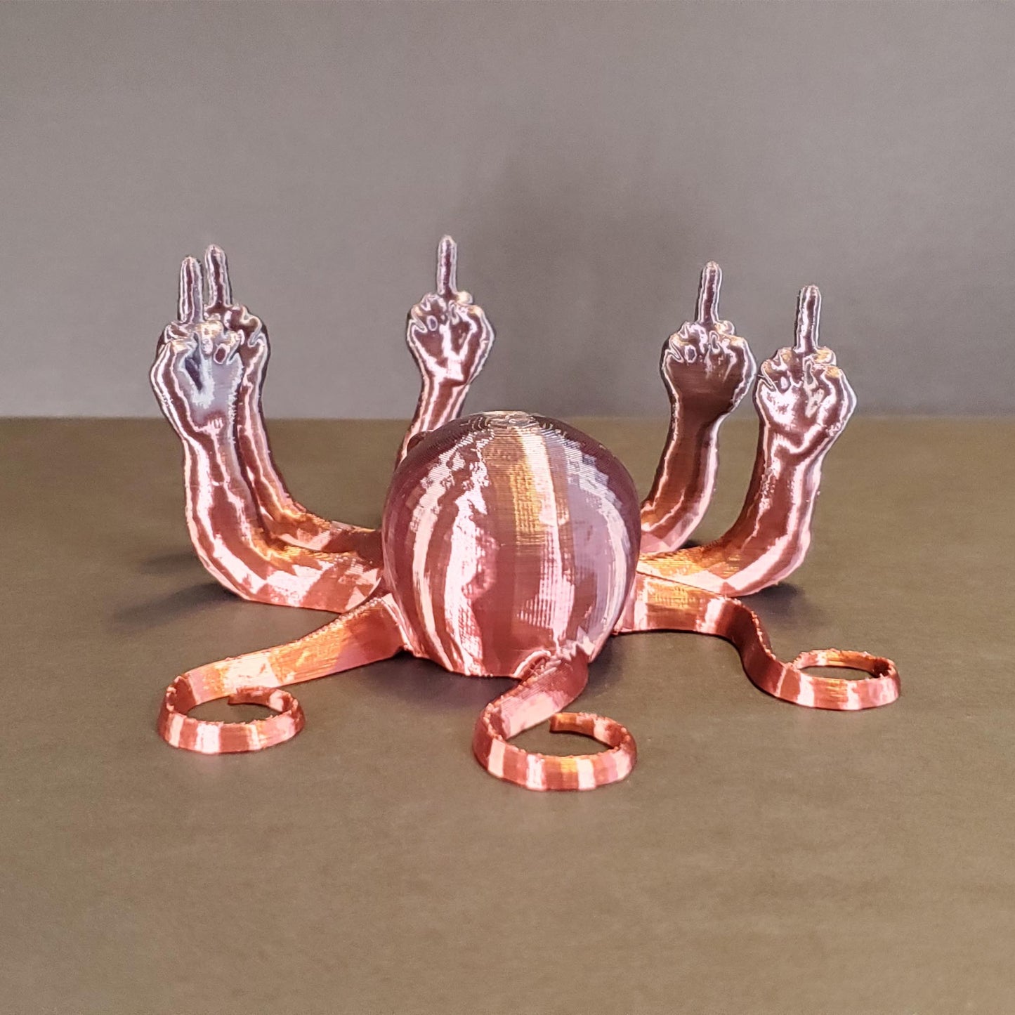 Rainbow Fucktopus in Rainbow Colors | Prank Gift | Middle Finger Octopus | Desk Companion, Ornament, Decoration