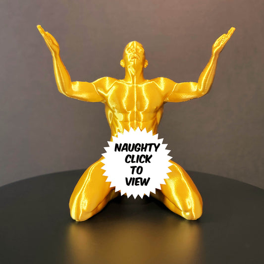 Hands Up Man Ring Holder in Silk Colors | Male Figure Art | Unique Gifts, Jewelry Stand, Bachelorette Party Décor, Romance Art, Wedding Ring Joke Holder
