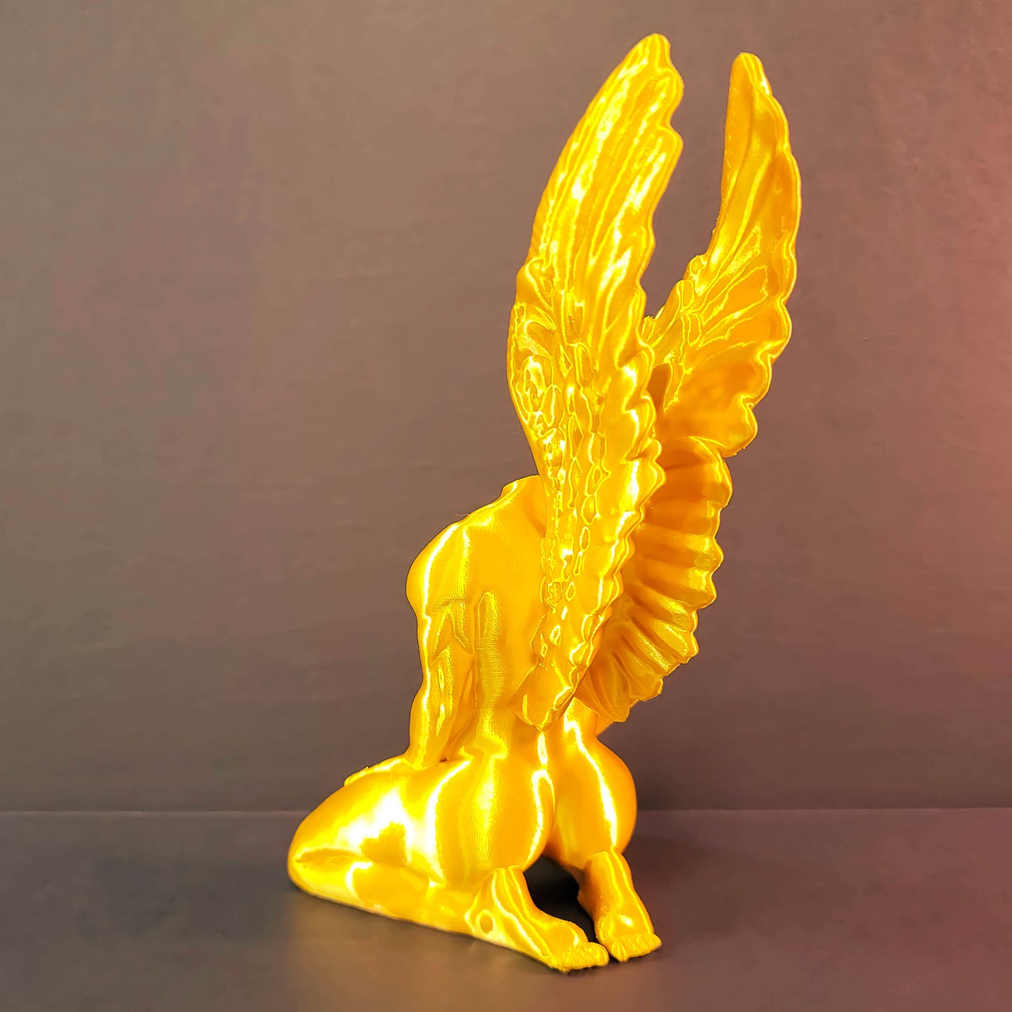 Wing Man Ring Holder Figure Art in Shiny Silk Colors | Unique Gifts, Valentines Gift, Bachelorette Party Favor, Homoerotic Romance Present, Gay Wedding Ring Holder, Angel Figurine
