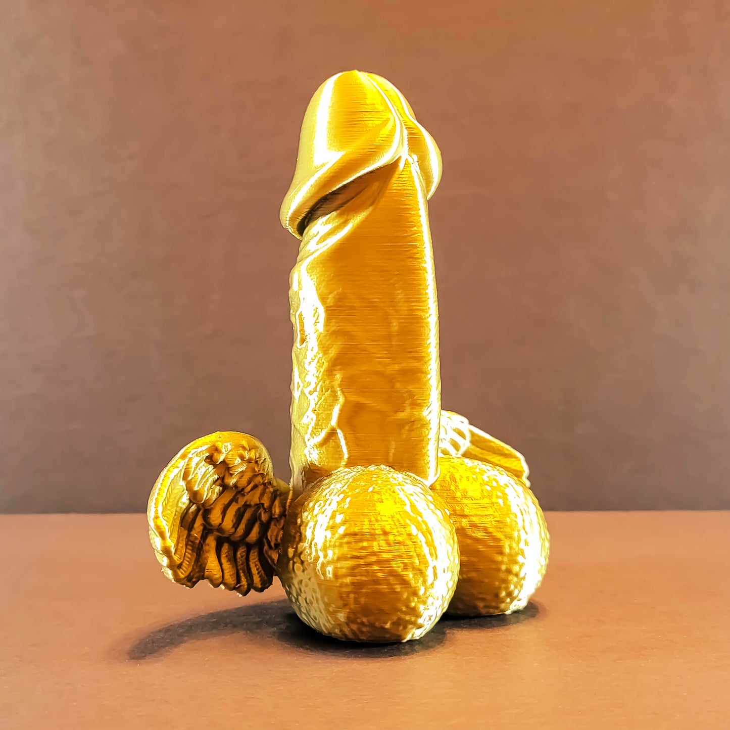 Winged Penis Figure Art in Shiny Silk Colors | Valentines Romance Love Gift, Bachelorette Party Décor favor, Romance Art, Unique Homoerotic Gift