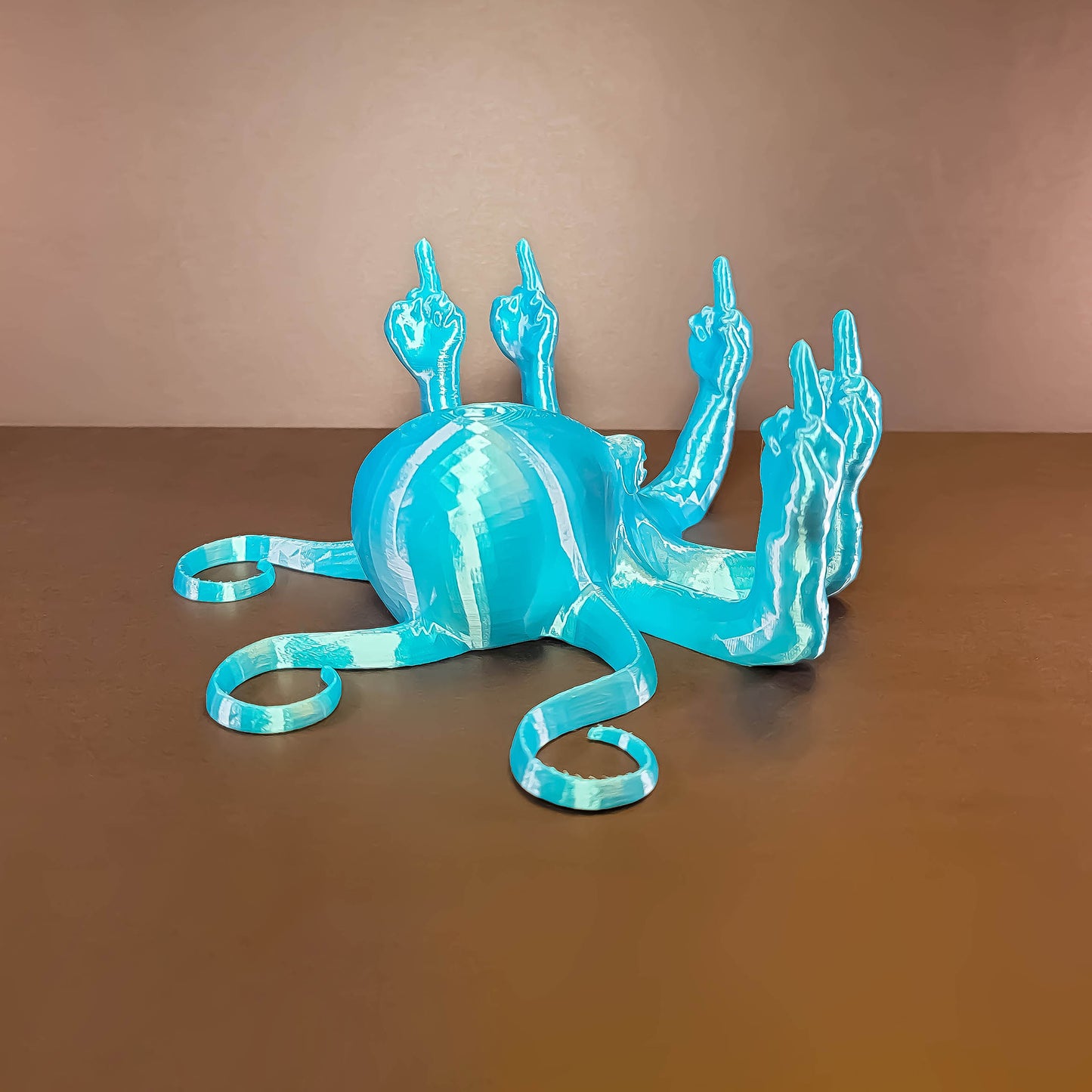 Silk Fucktopus in Silk Colors | Prank Gift | Middle Finger Octopus | Desk Companion
