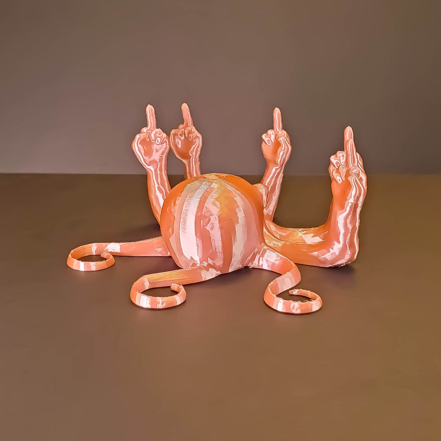 Silk Fucktopus in Silk Colors | Prank Gift | Middle Finger Octopus | Desk Companion