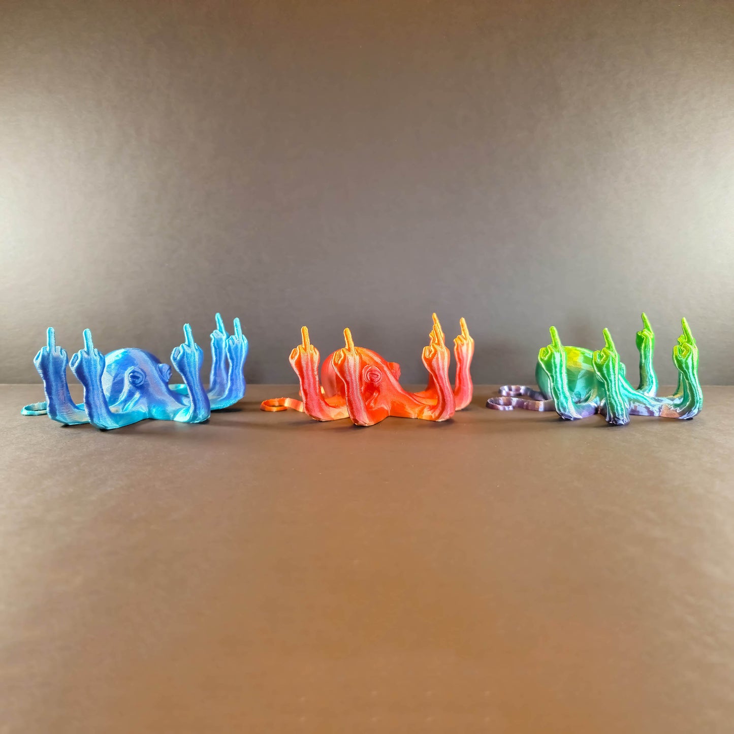 Rainbow Fucktopus in Rainbow Colors | Prank Gift | Middle Finger Octopus | Desk Companion, Ornament, Decoration