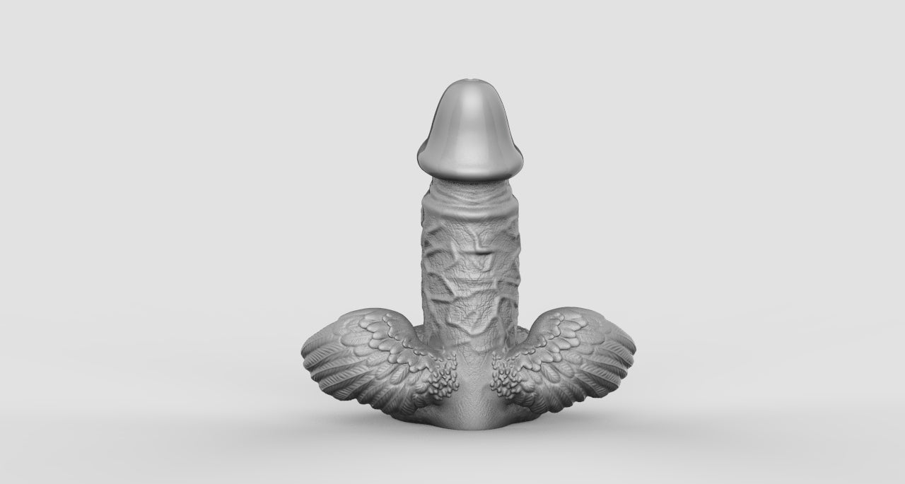 Winged Penis Figure Art in Shiny Silk Colors | Valentines Romance Love Gift, Bachelorette Party Décor favor, Romance Art, Unique Homoerotic Gift